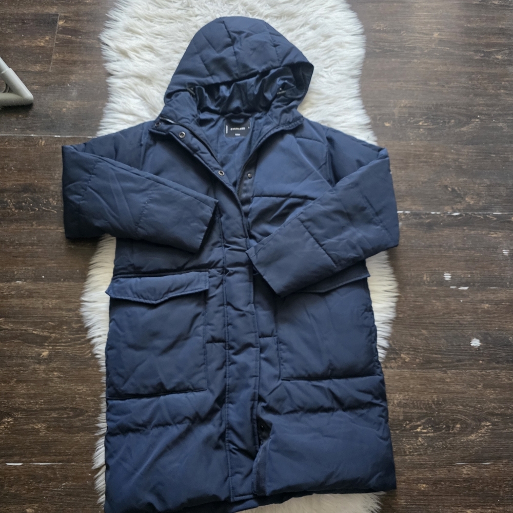 Everlane Dark Blue Hooded Jacket - Picture 3 of 8